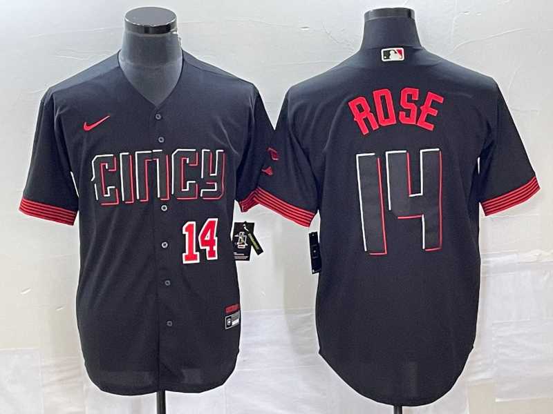 Men%27s Cincinnati Reds #14 Pete Rose Number Black 2023 City Connect Cool Base Stitched Jersey->cincinnati reds->MLB Jersey